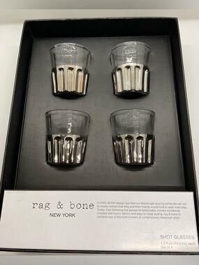 RAG AND BONE SHOT GLASSES (Set of 4) collab for Target/Neiman Marcus Metal/Glass